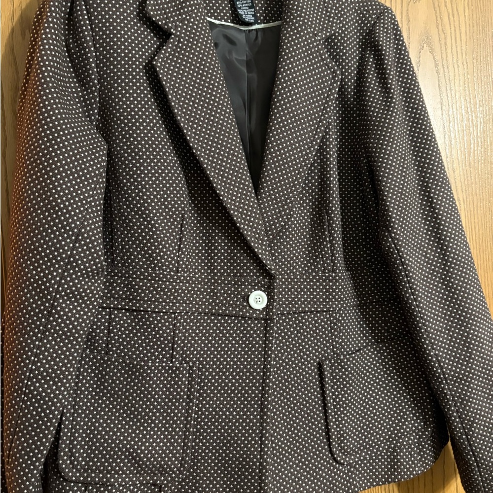 Dialogue Brown Polka Dot Blazer